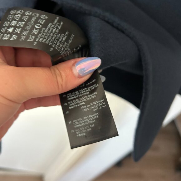 SANDRO navy blue wool cashmere coat with pockets buttons - Picture 6 of 7